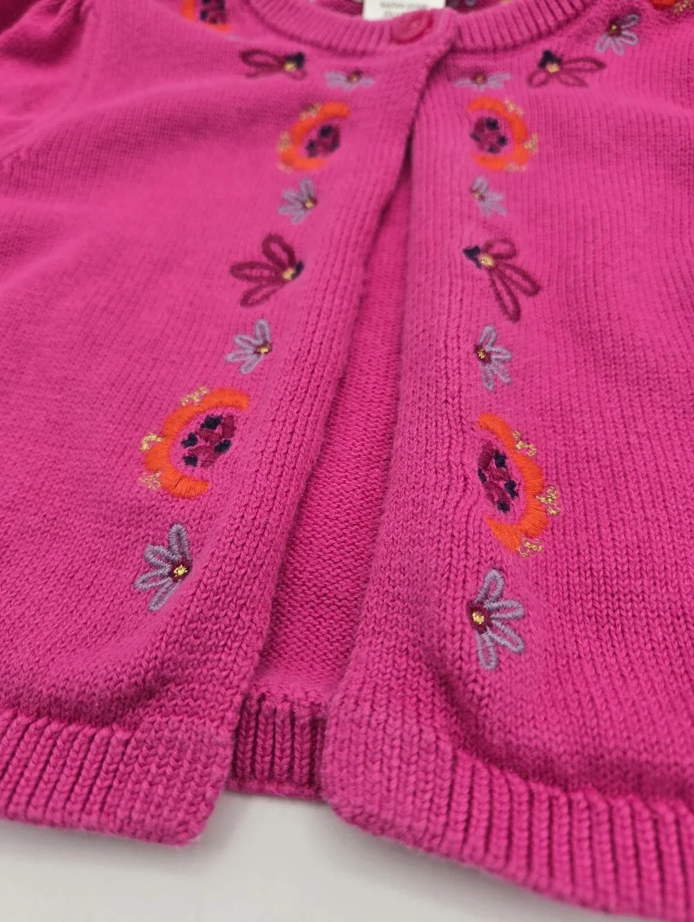Gymboree Pink Floral Embroidered Cotton Cardigan Sweater Toddler Girl Size 5T